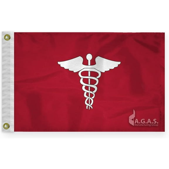 AGAS Surgeon Officers Flag - 12 x 18 Inch - Embroidered 200 Nylon - Stitched Edges - Brass Grommets Canvas Heading - Surgeon Yacht Club Officers Flag.