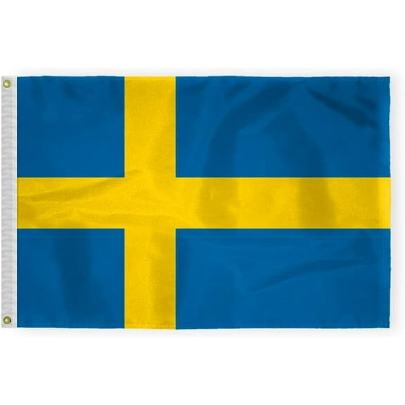 AGAS Sweden Flag 2x3 ft Outdoor 200D Nylon Double Stitched Hem Never Rust Brass Grommets Canvas Header Swedish Flag