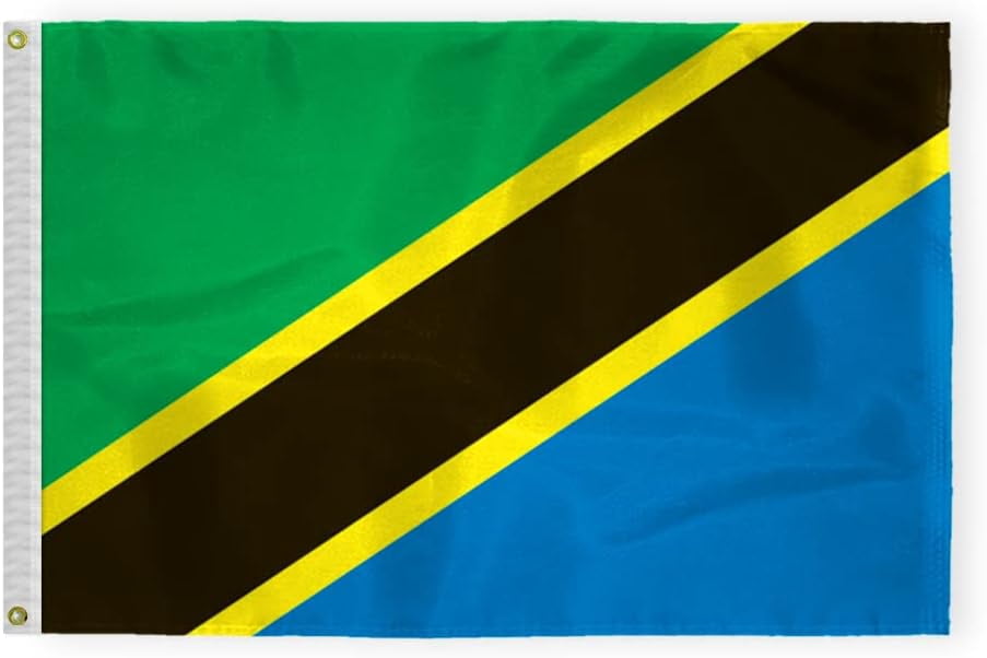 AGAS Tanzania Flag 2x3 ft Outdoor 200D Nylon Double Stitched Hem Never Rust Brass Grommets Canvas Header Tanzanian Flag
