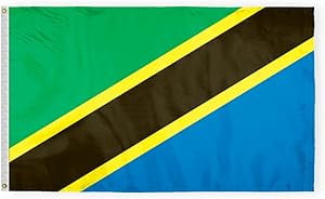 AGAS Tanzania Flag 3x5 ft 200D Nylon Fabric Double Stitched Canvas Header Brass Grommets Fade Resistant & Vivid Colors Can be Hung on Flagpole Outside or Indoors on a Wall