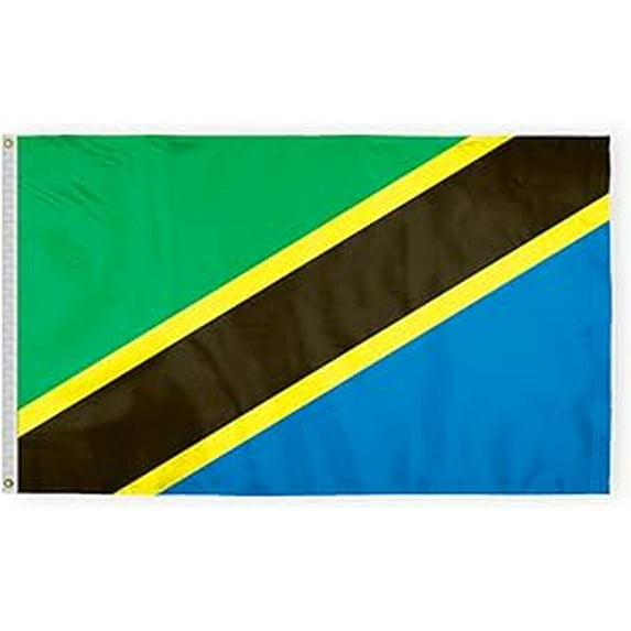 AGAS Tanzania Flag 3x5 ft 200D Nylon Fabric Double Stitched Canvas Header Brass Grommets Fade Resistant & Vivid Colors Can be Hung on Flagpole Outside or Indoors on a Wall