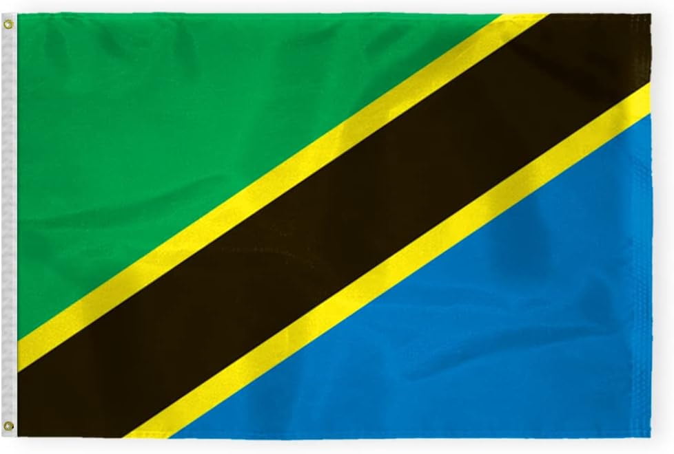AGAS Tanzania Flag 4x6 ft 200D Nylon 4 Needle Lock Stitched Fly Hem Never Rust Brass Grommets Canvas Header Tanzanian Flag