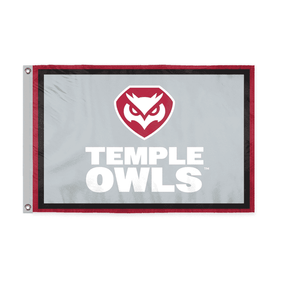AGAS Temple Owls Wordmark Flag 12 x 18 inch Polyester NCAA Licensed Temple University Flag