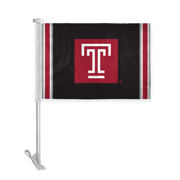 AGAS Temple University T Logo Premium Car Flag 10.5 x 15 inch NCAA Licensed Temple Owl Car Flag