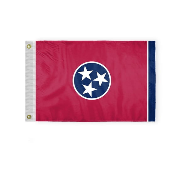 AGAS Tennessee State Boat Flag 12x18 Inch - Double Sided Reverse Print On Back 200D Nylon - Brass Grommets Fade Proof Vivid Colors - State of Tennessee Nautical Flag for Boat or Car
