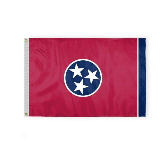 AGAS Tennessee State Flag 2x3 Ft - Double Sided Reverse Print On Back 200D Nylon - Brass Grommets - Fade Proof Sharp Colors - Indoor/Outdoor Tennessee Flag