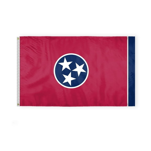 AGAS Tennessee State Flag 3x5 Ft - Single Sided Polyester - Iron Grommets - Indoor/Outdoor Standard Size State of Tennessee TN Flag