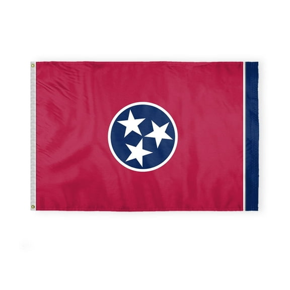 AGAS Tennessee State Flag 4x6 Ft - Double Sided Reverse Print On Back 200D Nylon - Brass Grommets Stitched Edges Fade Proof Sharp Vivid Colors - State of Tennessee Flag Banner
