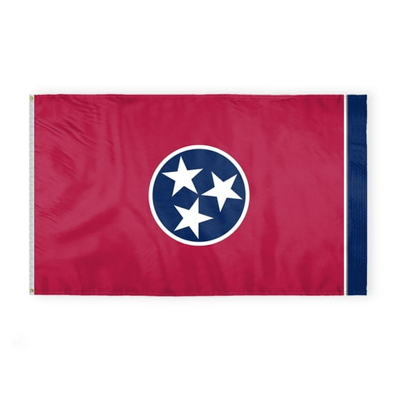 AGAS Tennessee State Flag 6x10 Ft - Double Sided Reverse Print On Back 200D Nylon - Brass Grommets Stitched Edges Fade Proof Sharp Colors - Fade Proof Sharp Colors