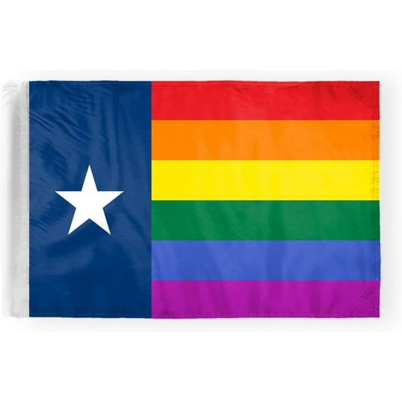 AGAS Texas Rainbow Motorcycle Flag 6x9 inch - Double-Layered Printed 2-Ply Durable Knitted Polyester - 0.75 inch Sleeve- Fits on 3/8" Mount Pole