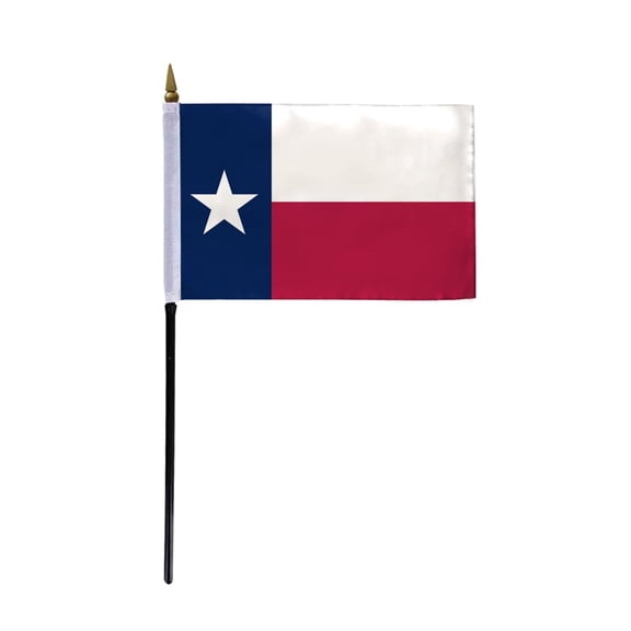 AGAS Texas Stick Flag 4x6 Inch with 11 inch Plastic Pole - Printed Polyester - State of Texas Small Flag on Stick