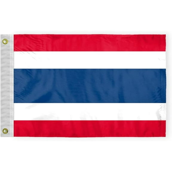 AGAS Thailand Courtesy Flag 12x18 inch Mini Thai Flag Outdoor 200D Nylon Double Stitched Hem Never Rust Brass Grommets Canvas Header Thai Nautical Boat Flag