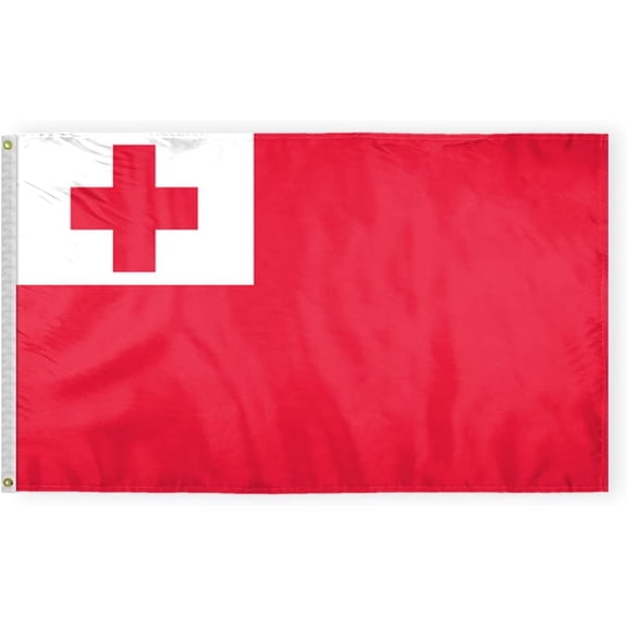 AGAS Tonga Flag 3x5 ft Double Stitched Hem 100% Polyester Metal Grommets Indoor Tongan Flag