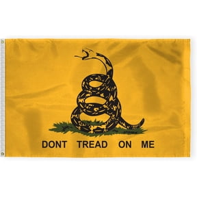 AGAS Don't Tread on Me Gadsden Flag 3x5 ft Double Stitched Hem 100% Polyester Metal Grommets Indoor Bold Bright Yellow American Historical Coiled Rattle Snake Gadsden Flag
