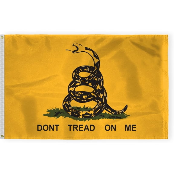 AGAS Don't Tread on Me Gadsden Flag 3x5 ft Double Stitched Hem 100% Polyester Metal Grommets Indoor Bold Bright Yellow American Historical Coiled Rattle Snake Gadsden Flag