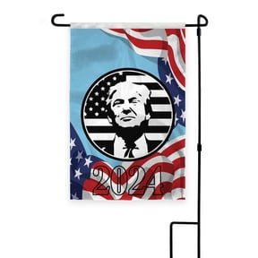 AGAS Trump Garden Flag - Light Blue - 12x18 Inch 200D Nylon with 12" Pole Sleeve and Double Stitching - Durable and Vibrant for Outdoor Display