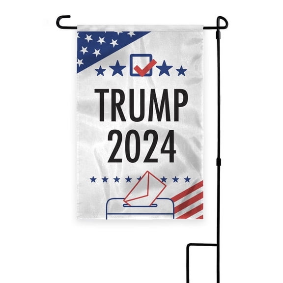 AGAS Trump Garden Flag - White - 12x18 Inch 200D Nylon with 12" Pole Sleeve and Double Stitching - Durable and Vibrant for Outdoor Display