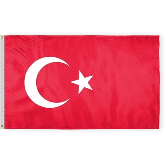 AGAS Turkey Flag 3x5 ft 200D Nylon Fabric Double Stitched Canvas Header Brass Grommets Fade Resistant & Vivid Colors Can be Hung on Flagpole Outside or Indoors on a Wall