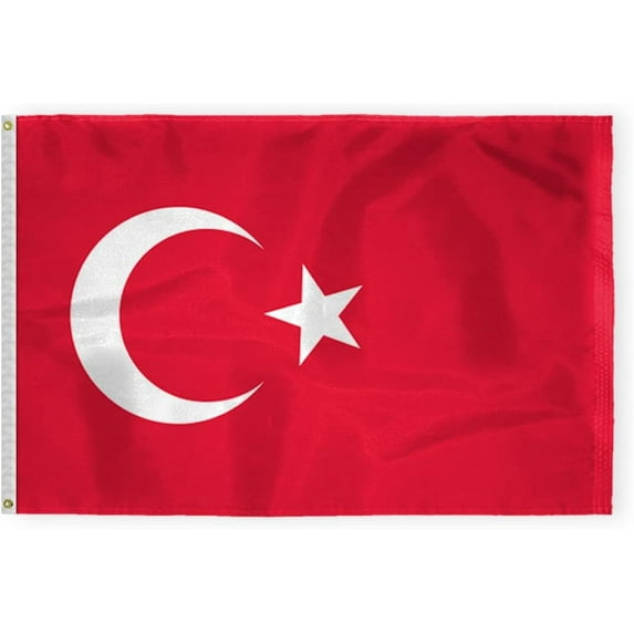 AGAS Turkey Flag 4x6 ft 200D Nylon 4 Needle Lock Stitched Fly Hem Never Rust Brass Grommets Canvas Header Turkish Flag