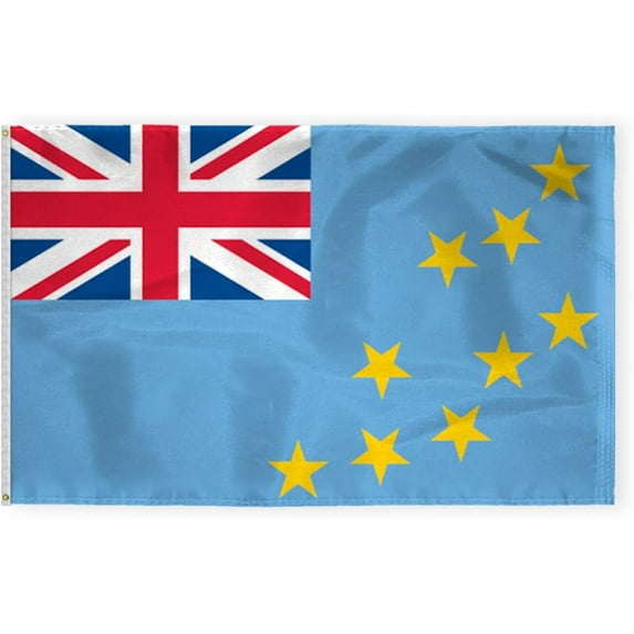 AGAS Tuvalu Flag 5x8 ft 200D Nylon 6 Needle Lock Stitched Fly Hem Never Rust Brass Grommets Big Size Tuvaluan Polynesian Island Flag