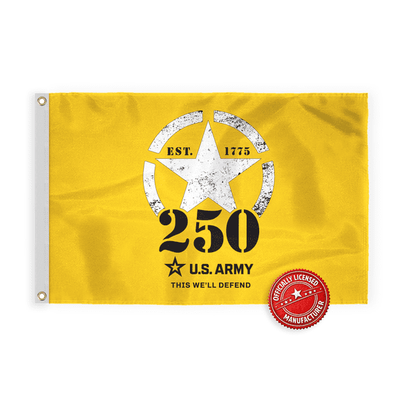 AGAS US Army 250 Anniversary Flag 4 x 6 ft Printed Double Sided 200D Nylon w Canvas Header