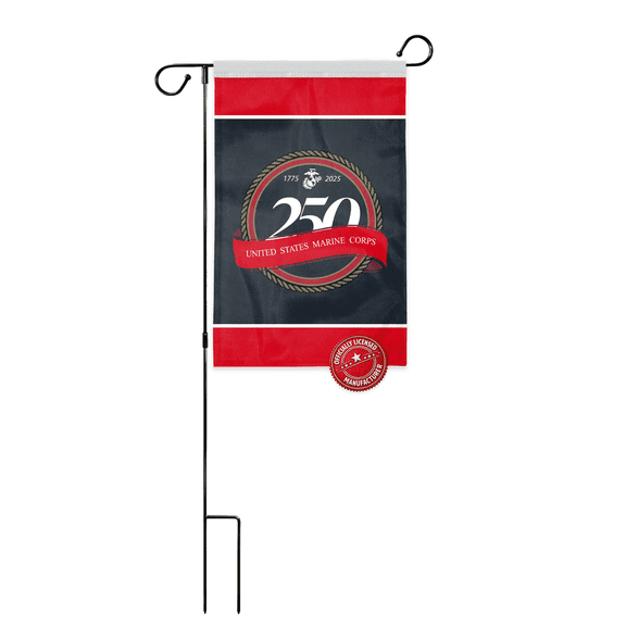 AGAS US Marine Corps 250 Anniversary Garden Flag 12 x 18 inch Double Sided 200D Nylon (No Pole)