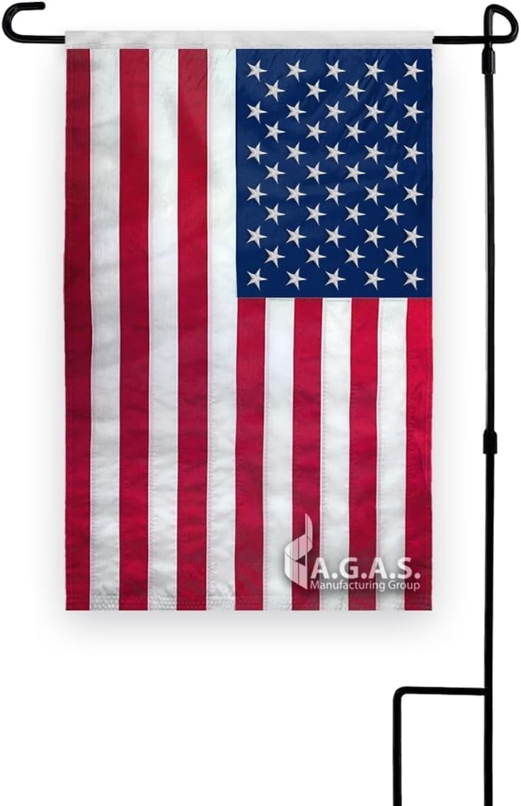 AGAS USA American Garden Flag 12" x18" Star Field Sewn Stripes Double Stitched - 200D Nylon - Ultimate Patriotic Garden Flag for Memorial Day Independence Day decoration - Without Pole