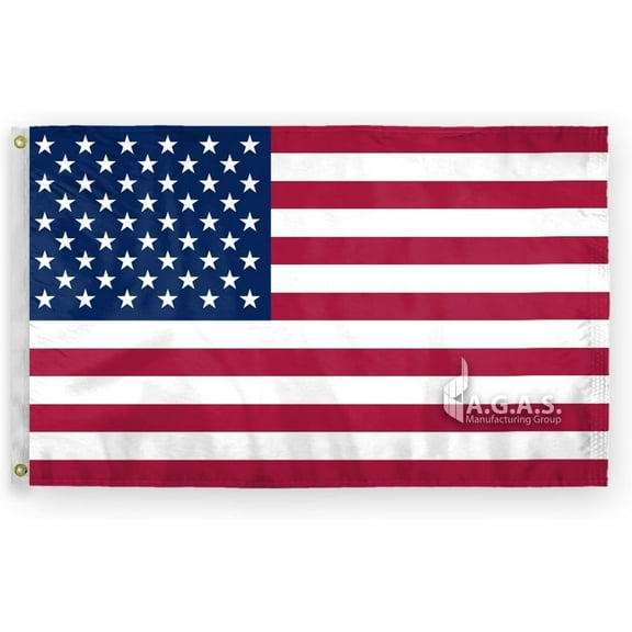 AGAS USA Printed Flag - 5x8 Ft - Printed Wrap Knitted Polyester - Solid Brass Grommets Canvas Header - Double Stitched Edges - Vivid Colors Fade Proof - Large Indoor Outdoor Flag.