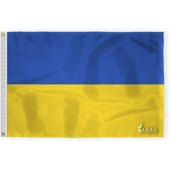 AGAS Ukraine Flag 2x3 ft – Heavy-Duty 200D Nylon Outdoor Flag with Canvas Header & Grommets.
