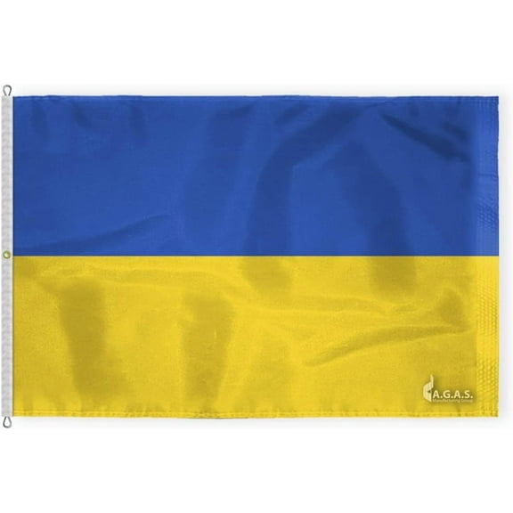 AGAS Ukraine Flag 5x8 ft – Heavy-Duty 200D Nylon, 6-Needle Lock Stitched Fly Hem, Rust-Resistant Brass Grommets, and Reinforced Design for Maximum Durability