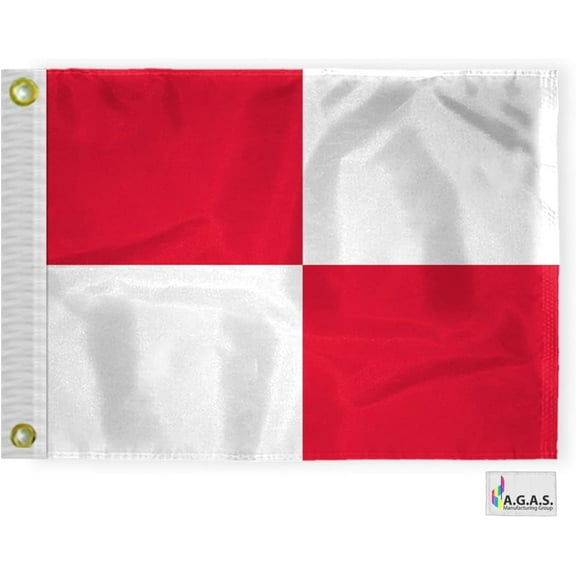 AGAS Uniform Code U Marine Signal Flag - Printed 200D Nylon - Canvas Header - Brass Grommets - Colorfast & Stitched Edges - Nautical Boat Flag - Naval Code Signal Flag.