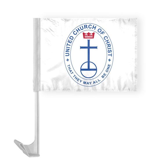 AGAS United Church of Christ Economy Car Flag 12x16 inches- Single Sided, Polyester, 17" Flex Pole