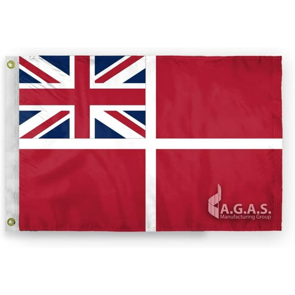 AGAS United Kingdom Courtesy Flag - 12 x 18 Inch - Printed 200D Nylon - Stitched Edges - Brass Grommets Canvas Heading - Red Duster Ensign.