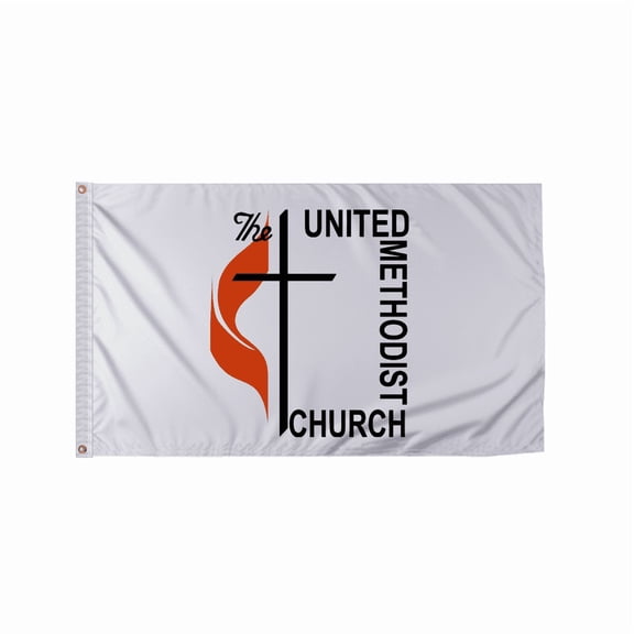 AGAS United Methodist Church Flag 3x5 ft -Single Sided, Polyester with Header and Plated Grommets