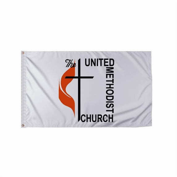 AGAS United Methodist Church Flag 3x5 ft -Single Sided, Polyester with Header and Plated Grommets