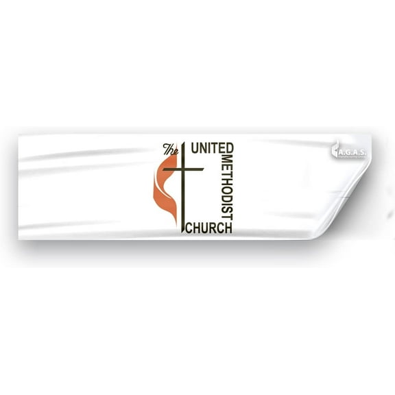 AGAS United Methodist Church Window Decal 3x10 inches - Vinyl Static Cling, Easily Removable