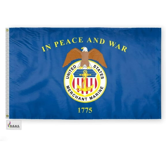 AGAS United States Merchant Marines Flag 3x5 Ft - Printed Durable Polyester USA Merchant Marines Flag