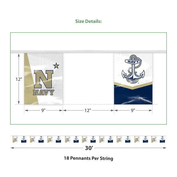 AGAS United States Naval Academy Midshipmen USNA Decorations, Graduation Pennant flag Football Décor for Holiday Grad Party Décor - 30FT