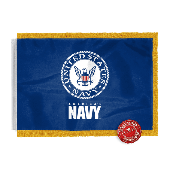 AGAS United States Navy Ceremonial Flag 2 x 3 ft 200D Nylon with Gold Fringe