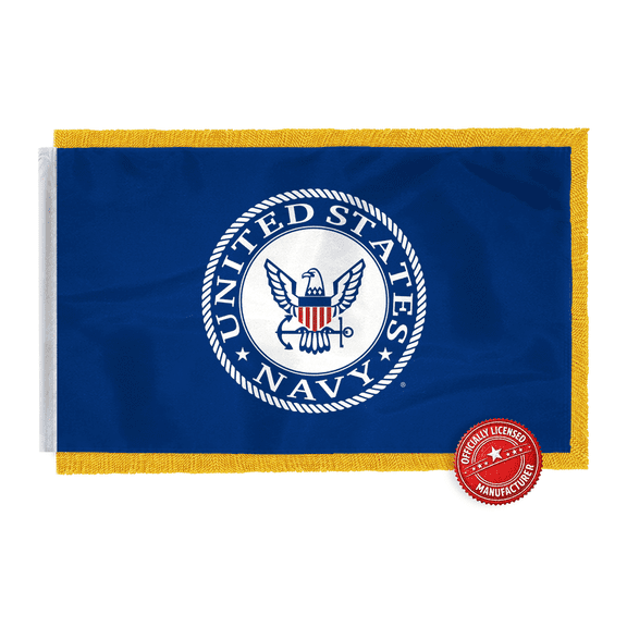 AGAS United States Navy Ceremonial Flag 3 x 5 ft 200D Nylon with Gold Fringe