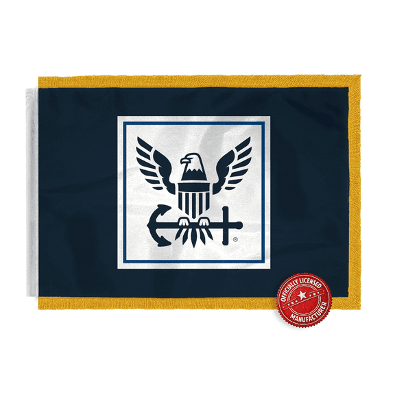 AGAS United States Navy Ceremonial Flag 4 x 6 ft 200D Nylon with Gold Fringe