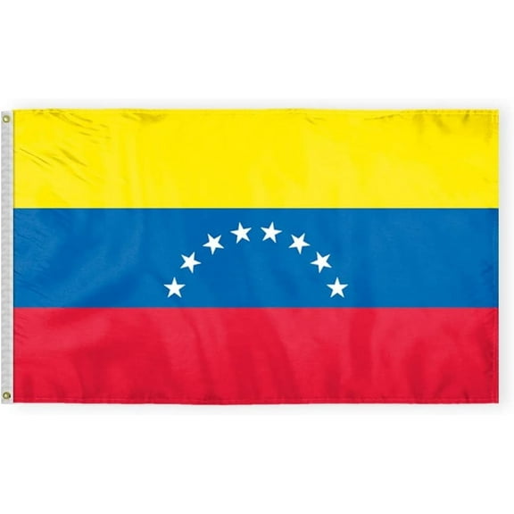 AGAS Venezuela No Seal Flag 3x5 ft Double Stitched Hem 100% Polyester Metal Grommets Indoor Venezuela Flag