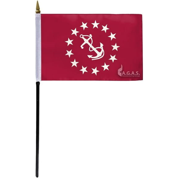AGAS Vice Commodore Officers Flag on Staff - 4 x 6 Inch - Printed Polyester - Stitched Edges - 11 inch Black Plastic Pole - Vice Commodore Yacht Club Officers Flag.