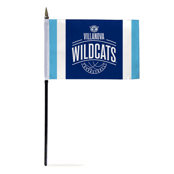 AGAS Small Villanova Wildcats flags on sticks with Plastic Base Polyester - 4"x6" University Handheld Stick Flags