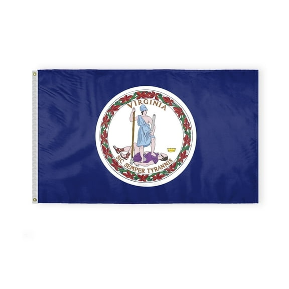 AGAS Virginia State Flag 3x5 Ft - Single Sided Polyester - Iron Grommets - Indoor/Outdoor Standard Size State of Virginia va Flag