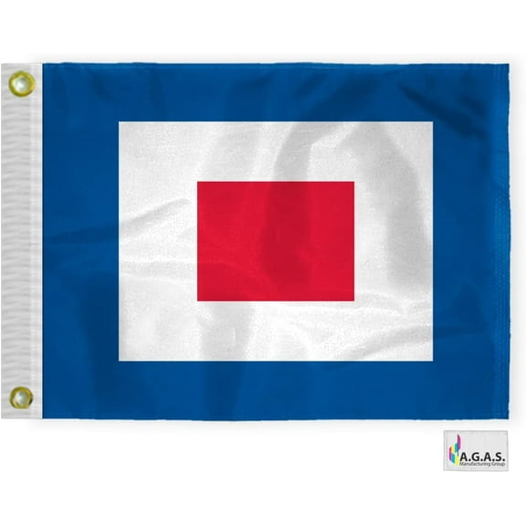 AGAS Whiskey Code W Marine Signal Flag - Printed 200D Nylon - Canvas Header - Brass Grommets - Colorfast & Stitched Edges - Nautical Boat Flag - Naval Code Signal Flag.