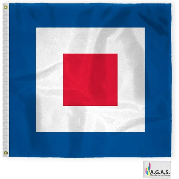 AGAS Whiskey Code W Marine Signal Flag - Printed 200D Nylon - Canvas Header - Brass Grommets - Colorfast & Stitched Edges - Nautical Boat Flag - Naval Code Signal Flag.