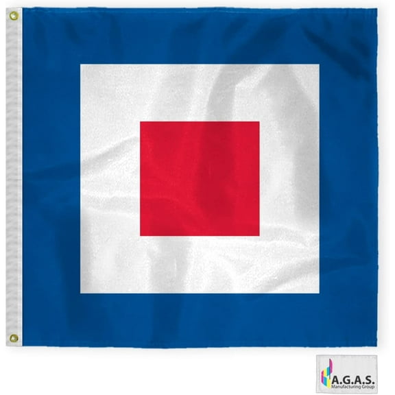 AGAS Whiskey Code W Marine Signal Flag - Printed 200D Nylon - Canvas Header - Brass Grommets - Colorfast & Stitched Edges - Nautical Boat Flag - Naval Code Signal Flag.