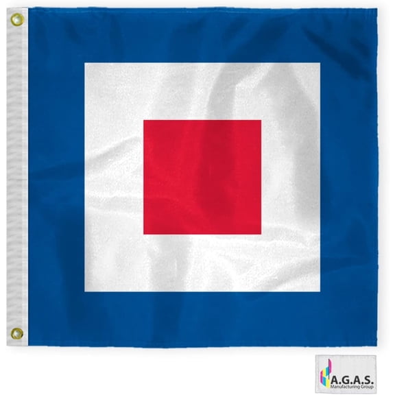 AGAS Whiskey Code W Marine Signal Flag - Printed 200D Nylon - Canvas Header - Brass Grommets - Colorfast & Stitched Edges - Nautical Boat Flag - Naval Code Signal Flag.