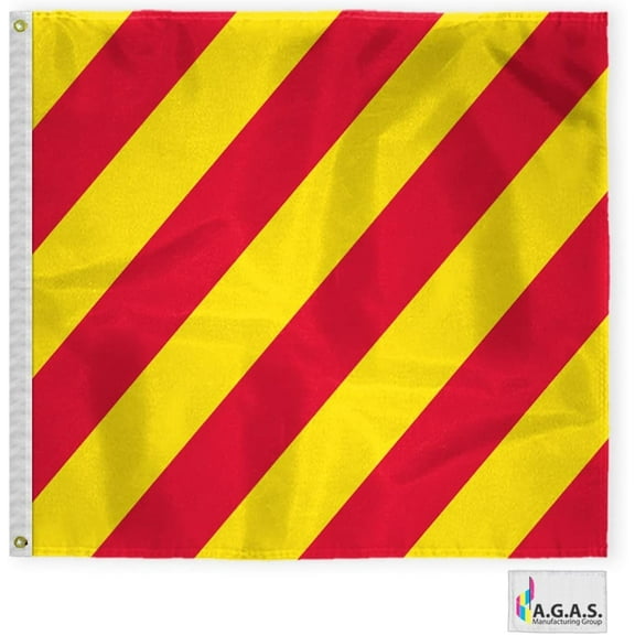 AGAS Yankee Code Y Marine Signal Flag - Printed 200D Nylon - Canvas Header - Brass Grommets - Colorfast & Stitched Edges - Nautical Boat Flag - Naval Code Signal Flag.